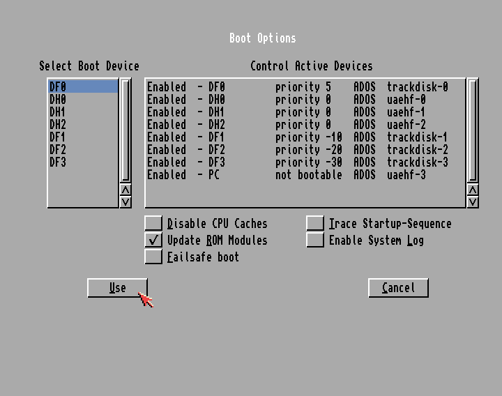 Early Startup Menu - Boot Options