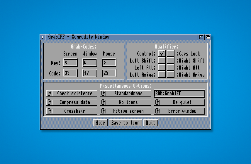 Toto okno určuje, jak bude GrabIFF lapat obrázky.