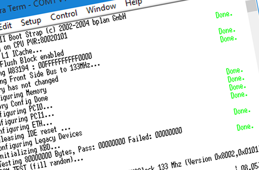 Sériový debug výstup u Pegasose II.