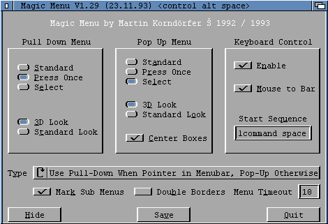 Tohle všechno se dá nastavit pro Magic Menu.