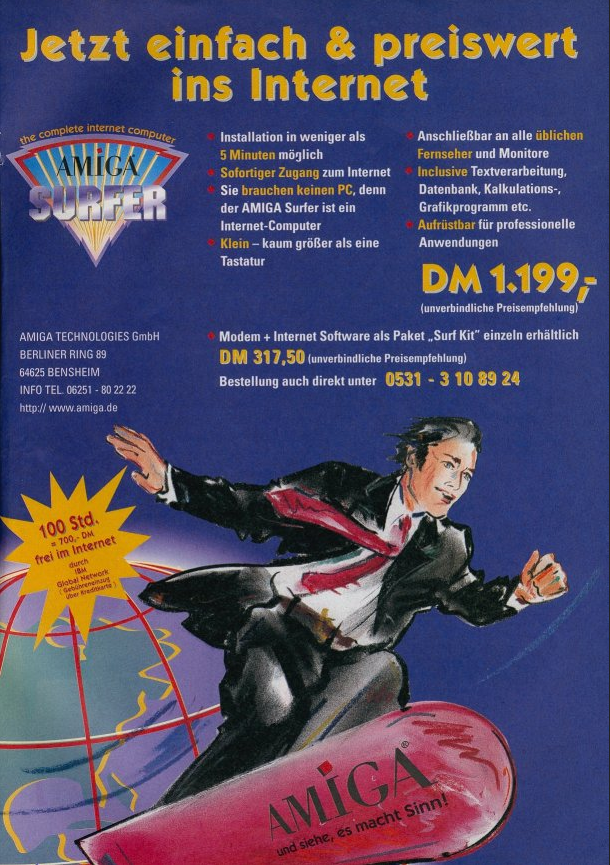 Dobová reklama na balík Amiga Surfer