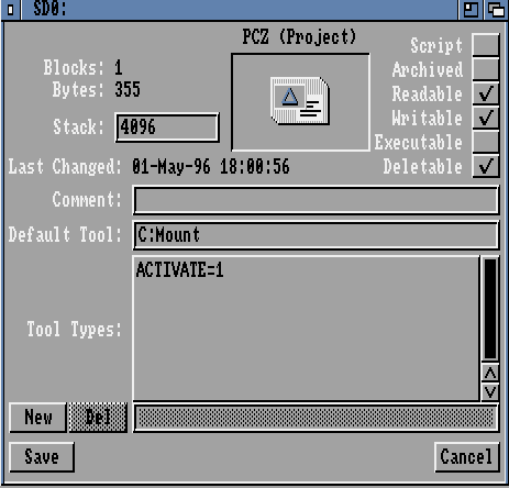Toto musíte nastavit pro ikonu PCZ