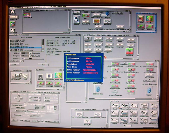 Rozlišení HDTV 1280x720 bodů přes Indivision Scandoubler/flickerfixer
