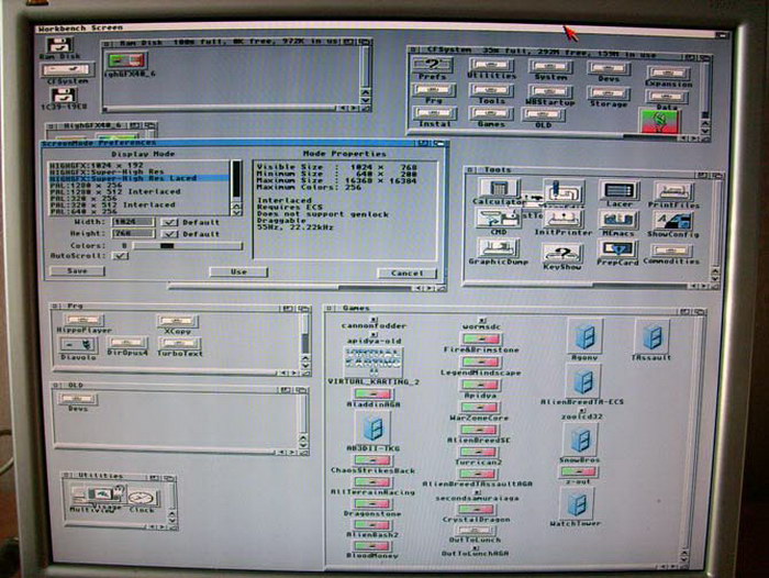 Rozlišení 1024x768 v podání HighGfx ovladače a skendableru Indivision